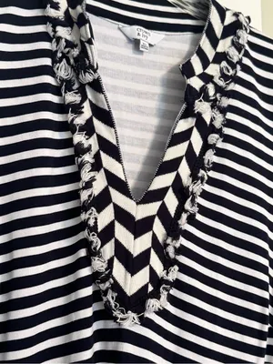 NWOT Crown & Ivy Navy White Stripe Pineapple Cayo Coco Summer Coastal Dress XL thumbnail 3
