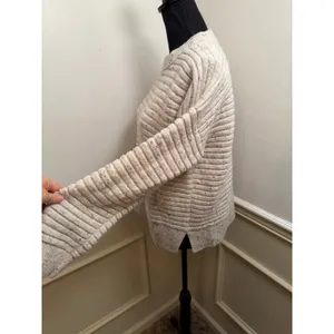 Madewell Donegal Elsmere Chunky Ribbed Pullover Sweater Cream Speckled NC651 thumbnail 4