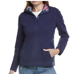 NWT Tommy Bahama Aruba Quilted Half-Snap Sweater - Size Large - Navy Blue thumbnail 1