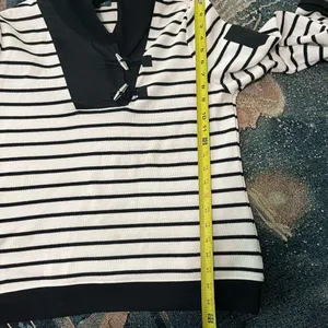 Lauren Ralph Lauren Striped Cowl Neck Sweater White & Black Sz L Cotton Knit Y2K thumbnail 13