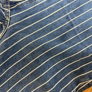 American Eagle Blue Pinstripe High Rise Straight Leg Mom Jeans Women’s Size 4 thumbnail 7