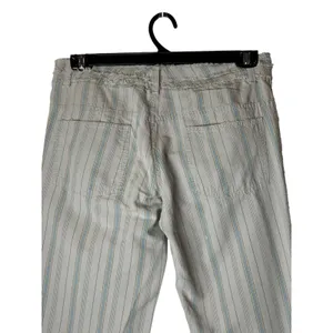 American‎ Eagle Striped Pants Women 10 Gray Blue Frayed Raw Edge Flare Retro thumbnail 5