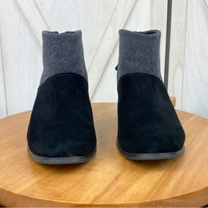 Toms Leila Bootie Ankle Boot Wool Suede Colorblock Gray‎ Black 7.5 thumbnail 3