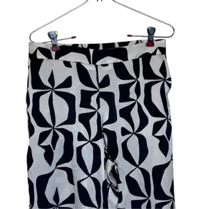 Zara Womens Pants Geometric Wide Leg Trouser White Black Boho Eclectic Small thumbnail 2