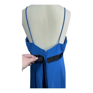 Linda Royal Blue Chiffon Maxi Gown Open Back Bow Detail Prom Formal Women's 16‎ thumbnail 9