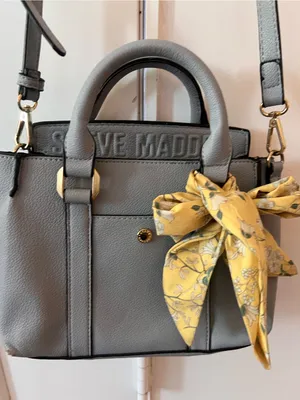Steve Madden Grey Satchel with Yellow Scarf Accent thumbnail 2