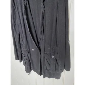 Free People Black Utility Charly Blazer Jacket Double Breasted Cargo Pocket L thumbnail 6