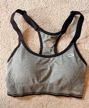 New Balance L Womens Grey Seamless Sports Bra Large Nylon Blend thumbnail 1