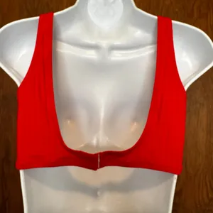 NWT Aerie Wide Rib Cut Out Ring One Piece Swimsuit‎ Red L Monokini thumbnail 5