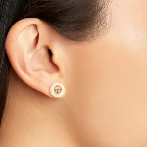Tory Burch Swarovski Crystal Pearl Logo Stud Earrings thumbnail 2