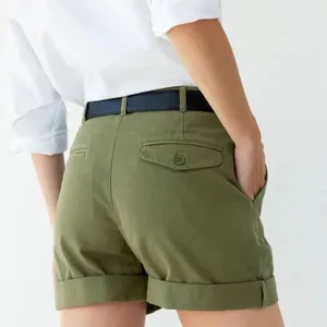 AYR Women’s Cotton High Rise Pleated Shorts Olive Size 12 thumbnail 2