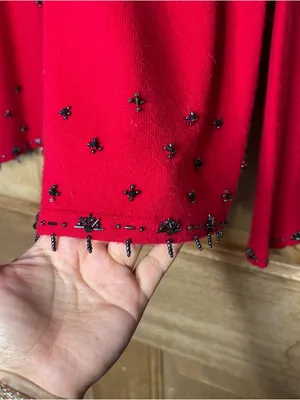 Red Embellished Women's Sweater Cardigan size M thumbnail 2