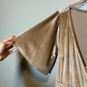 Baltic Born Meghan Velvet Wrap Maxi Dress Champagne Gold Flutter Sleeve M NWT thumbnail 4