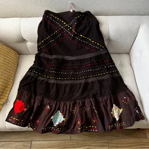 Raga NWOT brown patchwork side zipper skirt. Size small thumbnail 1