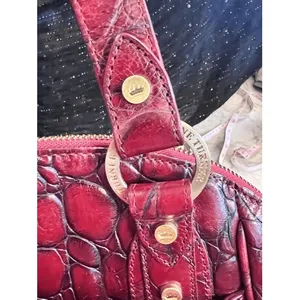 Elaine Turner Red Crocodile Embossed Leather Satchel Handbag Gold Hardware‎ thumbnail 6