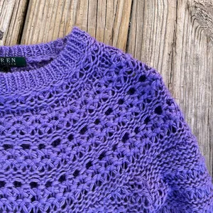 Lauren Ralph Lauren Women's Purple Open Knit Sweater Size S thumbnail 3