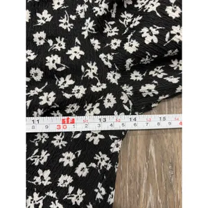 Free People Black White Floral Puff Sleeve Crop Top Womens Small Cottagecore thumbnail 4