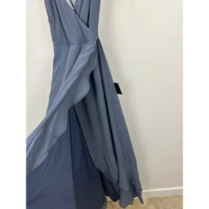 Lulus In Love Forever Granite Blue Lace Up High Low Maxi Dress Ruffle Medium NWT thumbnail 9
