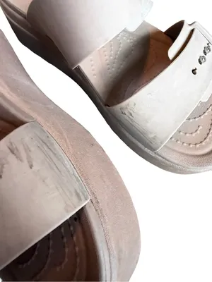 Crocs Taupe Double Buckle Platform Slide Sandals Flatform Comfort Size 8 Women's thumbnail 5