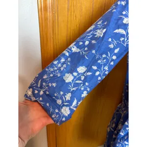 Tuckernuck Limoges Floral Royal Blue Shirt Dropped Waist Mini Dress Size M thumbnail 4