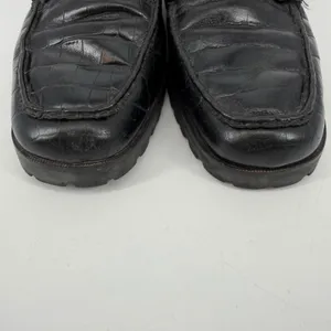Ralph Lauren‎ Veronique Black Croc Embossed Leather Loafers RL Logo Size 9B thumbnail 3