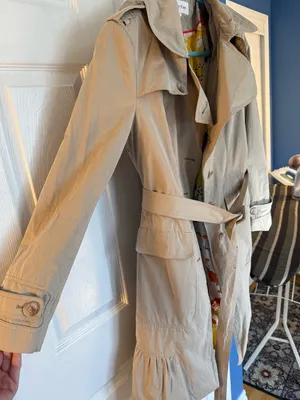 Calvin Klein Khaki Beige Trench Coat with Belt thumbnail 2