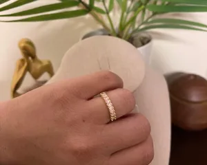 Sterling Silver SIZE 5 18kt Gold Plated 925 Stackable Dazzling Pink Cubic Zirconia Ring thumbnail 2