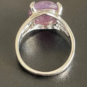 Round purple amethyst S925 silver ring size 7.5 thumbnail 8