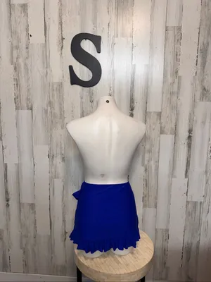 SheIn Ruffle Wrap Swim Skirt Bikini Cover Up Womens Small Royal Cobalt Blue thumbnail 4
