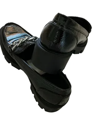 Marc fisher women’s Louann loafer shoes black patent leather chunky silver charm thumbnail 4