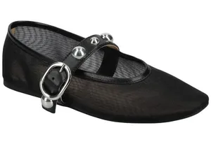 NWT Journee Collection Womens Naveah Mesh Studded Flats NAVEAH Black 8.5M thumbnail 1
