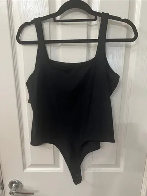 Nordstrom Black Square Neck Tank Bodysuit thumbnail 2