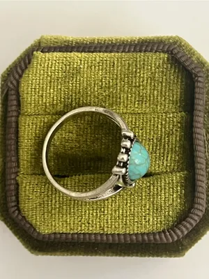Vintage/Boho Design Faux Turquoise Stainless Steel Silver Ring Size 7 NWT thumbnail 4