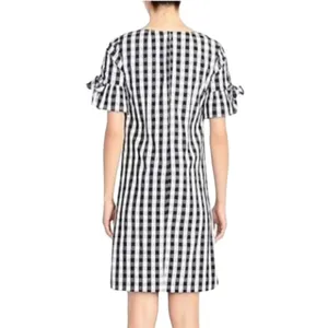 J. Crew Factory‎ NWT Gingham Dress V-Neck Tie Sleeve Black White Size S thumbnail 2