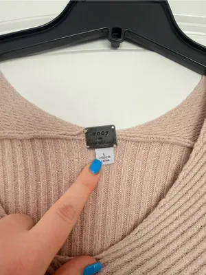 Poof! Ribbed V-Neck Sweater in Blush Taupe thumbnail 3