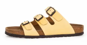 Birkenstock 39 8 Sandals Florida Leather Yellow Triple Strap Slide Germany thumbnail 1