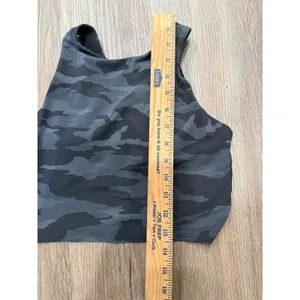 Athleta Conscious Crop Top Camo High Neck Sports Bra Tank Grey‎ Black Small 3661 thumbnail 4