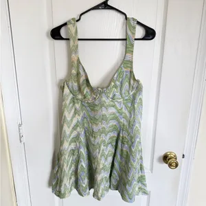 For Love & Lemons Yori Mini Dress in Green thumbnail 7