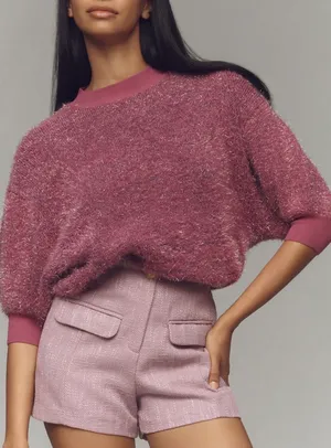 Anthropologie Maeve The Violetta Open-Back Tinsel Sweater, Size M thumbnail 1