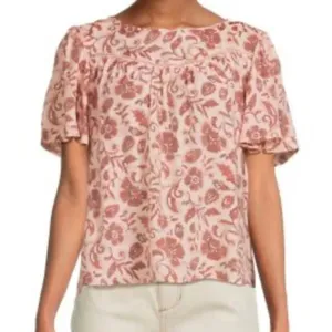 Nanette Lepore NWT orange floral ruffle sleeve blouse small thumbnail 1