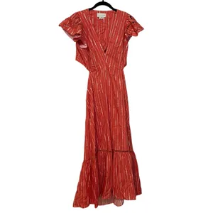 Sachin & Babi Orange White 100% Cotton Georgia Flutter Midi Dress Size 8 thumbnail 3