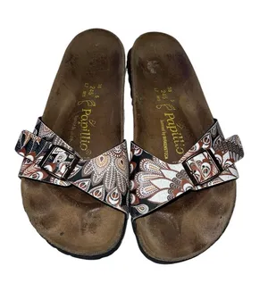 Papillio by Birkenstock Madrid sandals with a peacock brown patterned strap 7 thumbnail 1