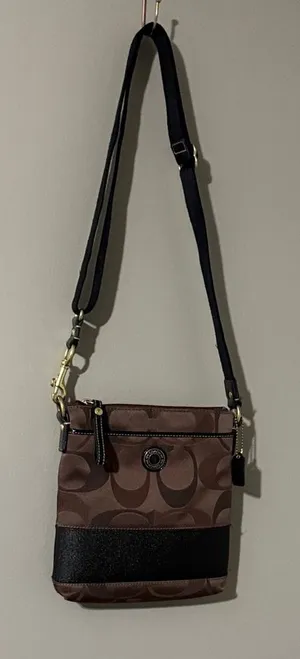 Coach Signature Brown and Black Crossbody Bag thumbnail 1