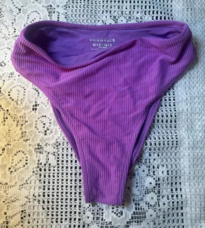 Frankie’s Bikinis Vibrant Purple Ribbed Cheeky‎ High Waist Bottom thumbnail 1