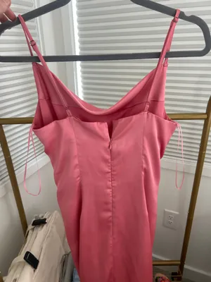Pink Midi Re:named Baby Satin Dress thumbnail 2
