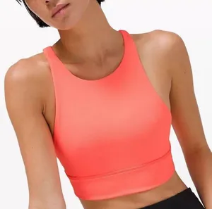 Coral Sunset Ribbed Long Line Energy Bra thumbnail 1