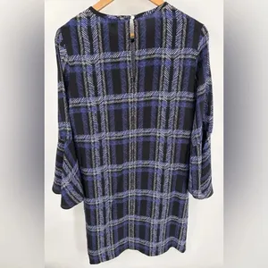 Tyler Boe women’s bell long sleeve silk sheath dress blue black pattern size s thumbnail 6