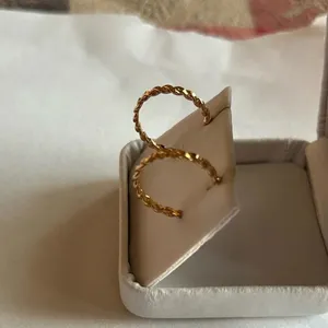 3/$20 Gold Plated Twisted Braided Thin Circular Hoop Earrings 1” Stud thumbnail 3