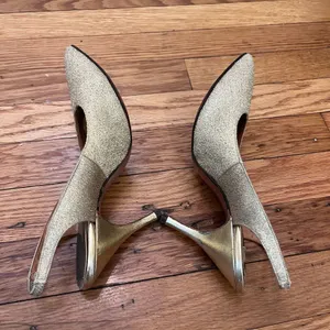 Vintage Life Stride Gold Glitter Slingback Pointed Toe Heels Size 7 AA Narrow thumbnail 4