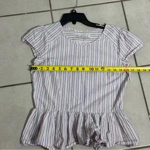 Abercrombie & Fitch Women Stripe Pink Peplum‎ Top Blouse size Small thumbnail 7